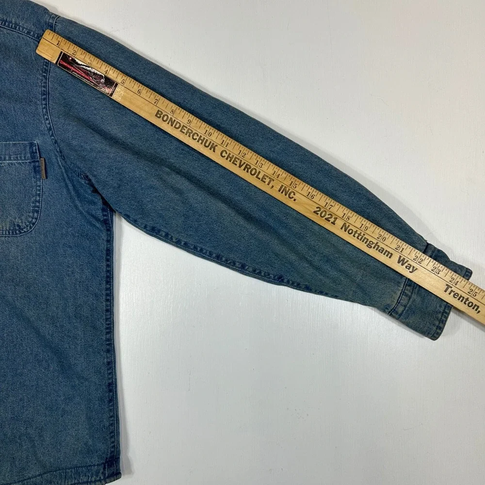 Woolrich Womens Blue Denim Fleece Lined Shirt Jacket Opal 22374 Large L